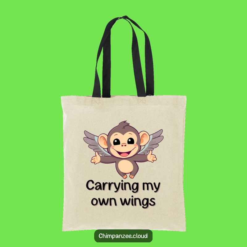 Funny Flying Chimp Tote Bag: Stylish Chimpanzee With Wings, Perfect Funny Gift!