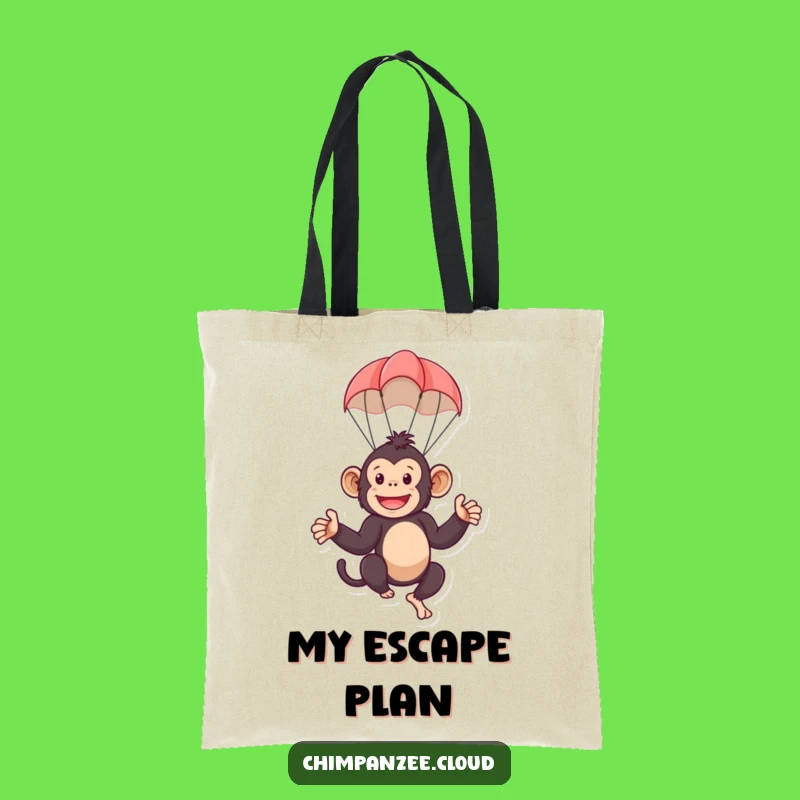 Funny Parachute Chimp Tote Bag: Playful Monkey Accessory, Ideal Funny Gift!