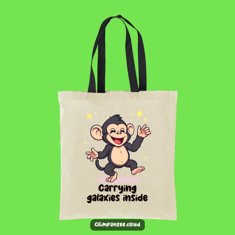 Funny Star Dust Dancing Chimpanzee Tote Bag - Cosmic Fun Carryall