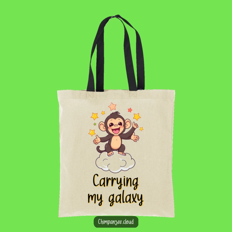 Funny Star Juggling Chimp Tote Bag: Adorable Chimpanzee's Cosmic Carry