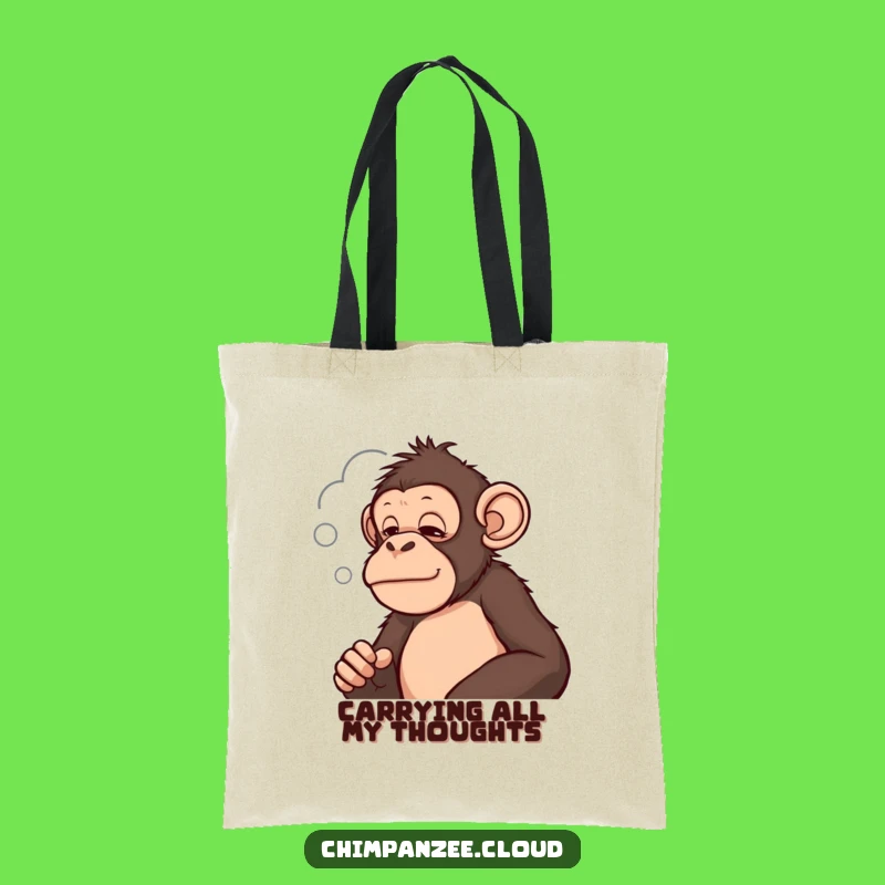 Funny Thoughtful Chimpanzee Tote Bag: Carry Your Contemplations