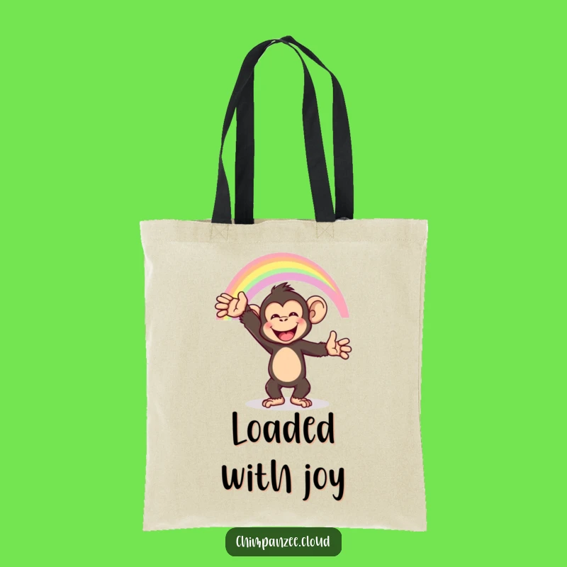 Funny Chimp Rainbow Tote Bag: Happy Monkey's Joyful Carry-All