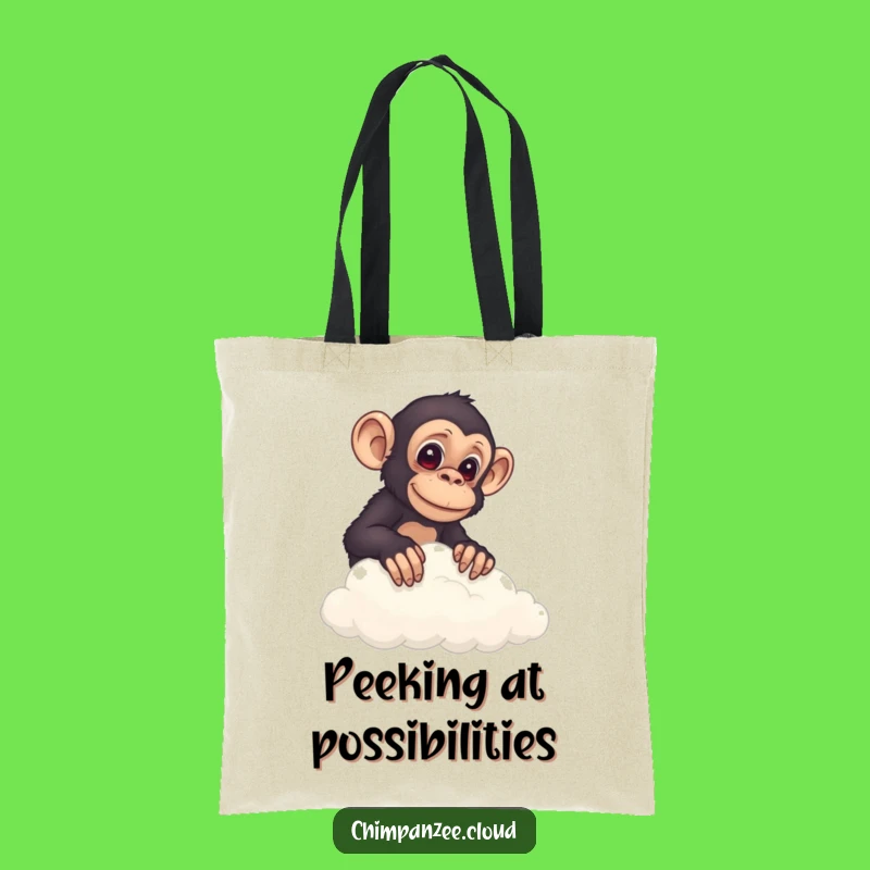 Funny Chimp Cloud Peek Tote Bag: Carry Your Curiosity